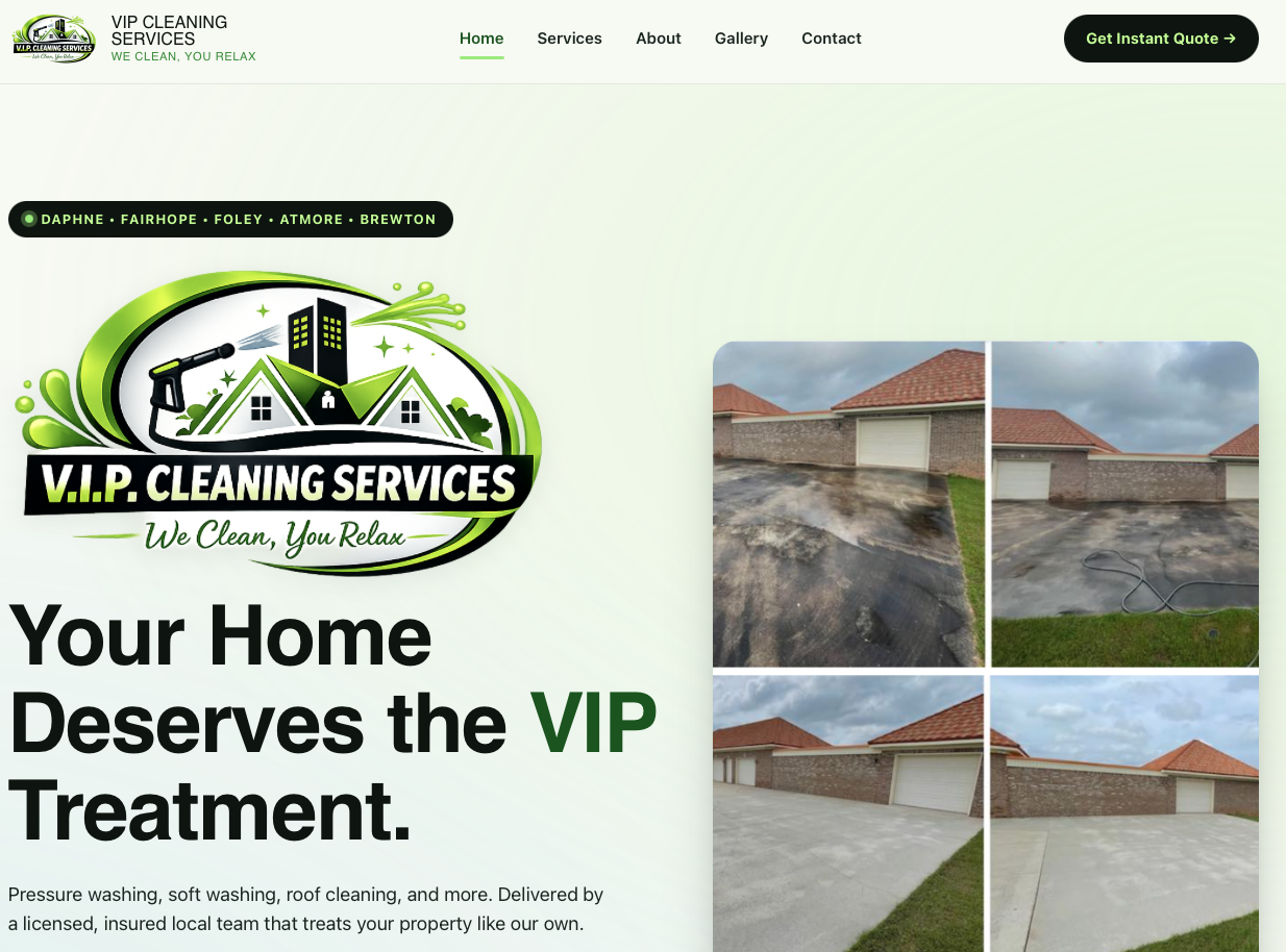VIP Cleaning Services website